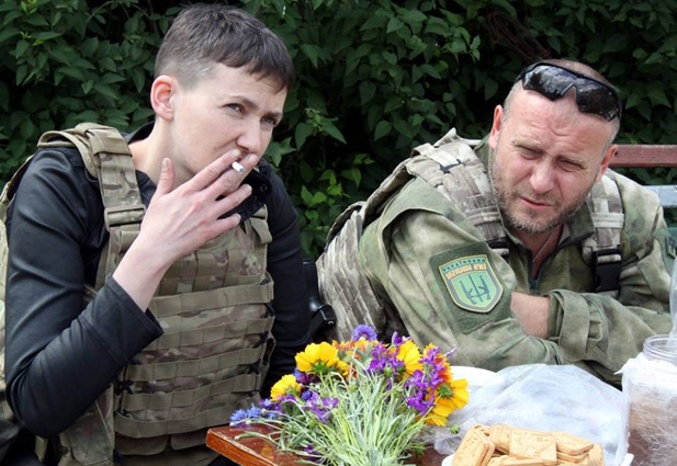 С Дмитрием Ярошем во время поездки по Донбассу, июнь 2016 года