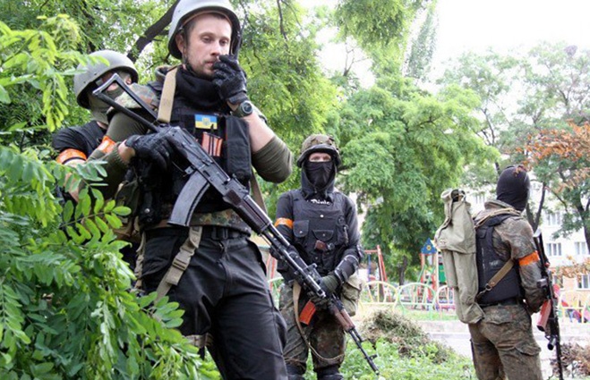 В составе полка «Азов» в Мариуполе, 2014 год