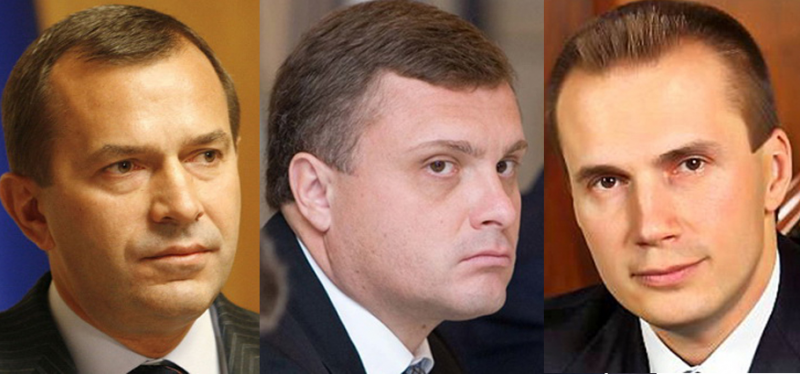 Трое самых влиятельных приближенных Януковича: Андрей Клюев — трижды вице-премьер Украины, главный переговорщик в парламенте, занимавшийся обеспечением нужного власти голосования; Сергей Левочкин — глава Администрации президента (2010-2014) и старший сын Виктора Януковича — предприниматель Александр Янукович, чье состояние в конце 2013 года оценивалось в 510 миллионов долларов