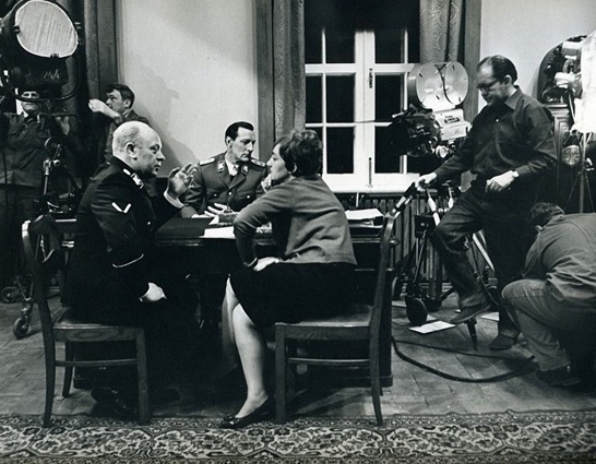 Режиссер Татьяна Лиознова с Леонидом Броневым, Михаилом Жарковским (Эрнст Кальтенбруннер) и другими, 1972 год