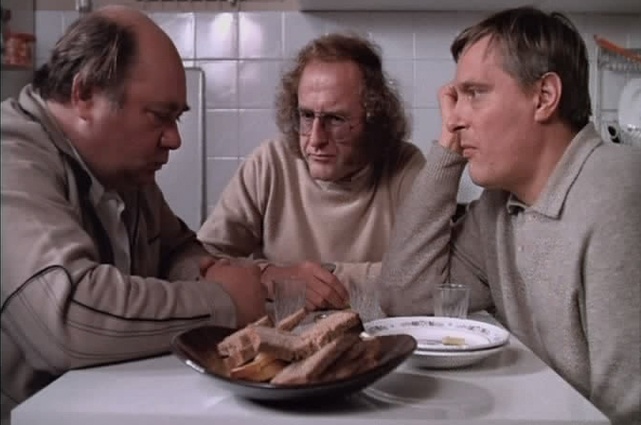 Евгений Леонов, Норберт Кухинке и Олег Басилашвили в лирической комедии «Осенний марафон», 1979 год. «Андрей, я алкач?». — «Алкач, алкач...»