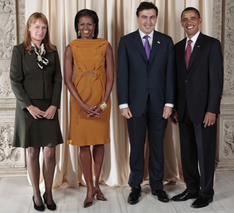 Чета Саакашвили с четой Обама в Белом доме, 2010 год