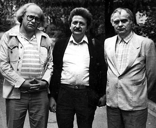 Поет Іван Драч, радянський дисидент Михайло Горинь і Дмитро Павличко, 1989 рік