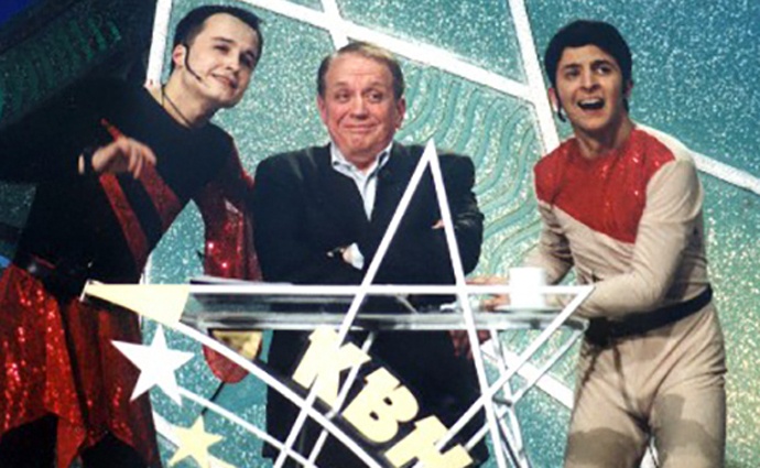 С Денисом Манжосовым и Александром Масляковым, КВН, 90-е