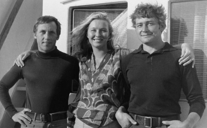 Владимир Высоцкий с Мариной Влади и близким другом Всеволодом Абдуловым, конец 60-х