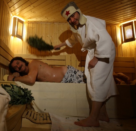С Павлом Зибровым в сауне