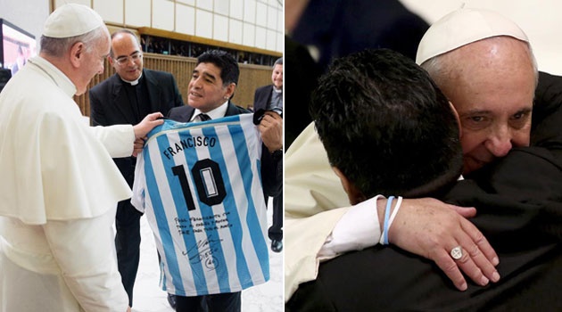 Марадона Дружит с Папой Римским не первый год. Фото: elimparcialnews.com