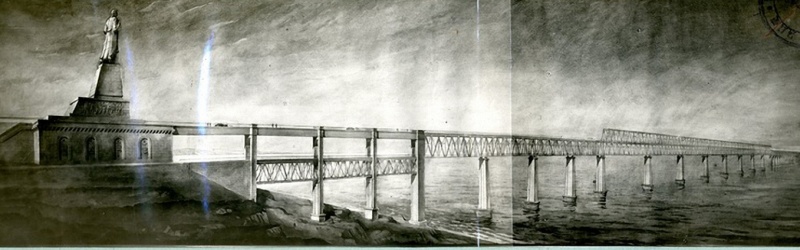 В 1949 году был разработан новый проект моста — монументальный и амбициозный. Предполагалось, что он будет двухуровневым, а вначале будет установлена гигантская статуя Сталина