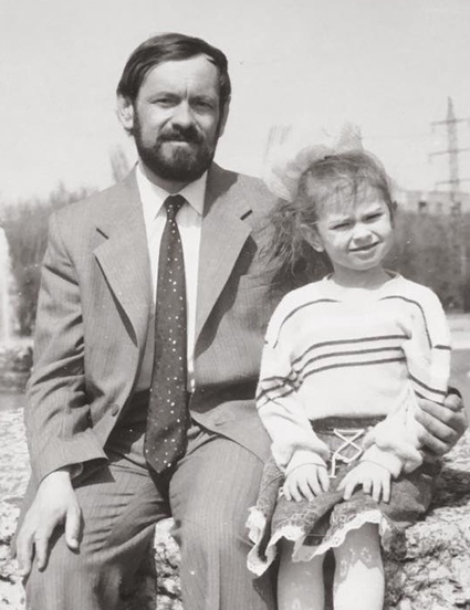 Виктор Гандзюк с дочерью Катей, 1990 год, Херсон